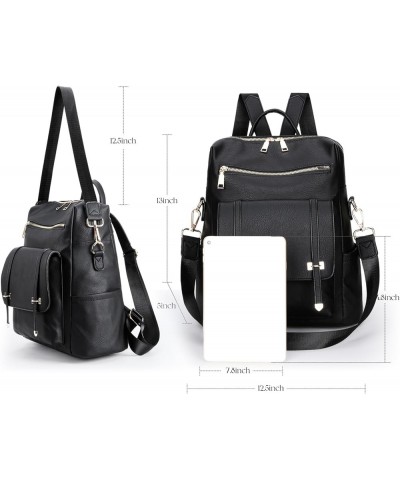 Backpack Purse for Women, PU Leather Designer Convertible Bag with Multipocket(BlackBrown) Black $20.05 Backpacks