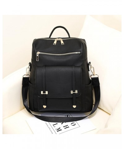 Backpack Purse for Women, PU Leather Designer Convertible Bag with Multipocket(BlackBrown) Black $20.05 Backpacks