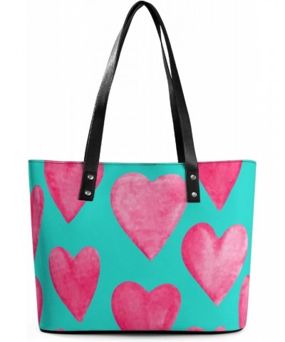 Womens Handbag Hearts Pattern Leather Tote Bag Top Handle Satchel Bags For Lady $19.59 Totes