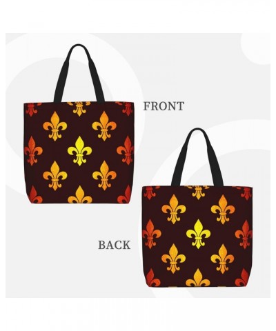 Women'S Soft Tote Shoulder Bag Fleur-De-Lis-Mardi-Gras Foldable Travel Purse With Zipper Closure $16.50 Totes