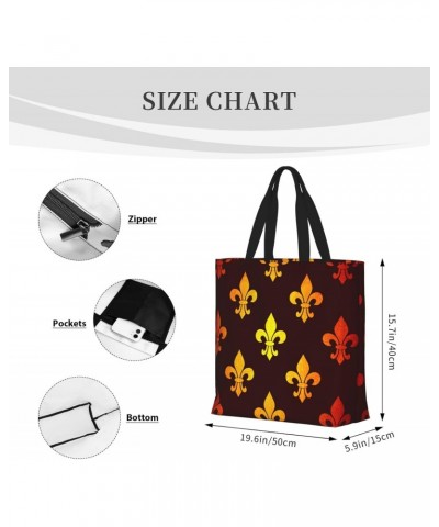 Women'S Soft Tote Shoulder Bag Fleur-De-Lis-Mardi-Gras Foldable Travel Purse With Zipper Closure $16.50 Totes