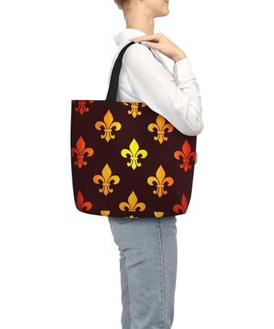 Women'S Soft Tote Shoulder Bag Fleur-De-Lis-Mardi-Gras Foldable Travel Purse With Zipper Closure $16.50 Totes