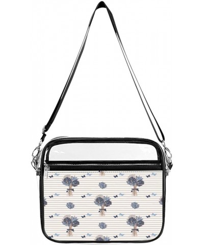 Carnation-black-white-pattern Clear Crossbody Shoulder Purse Bag for Men Women, Stadium Clear Messenger Bag Style-1 $14.24 Cr...