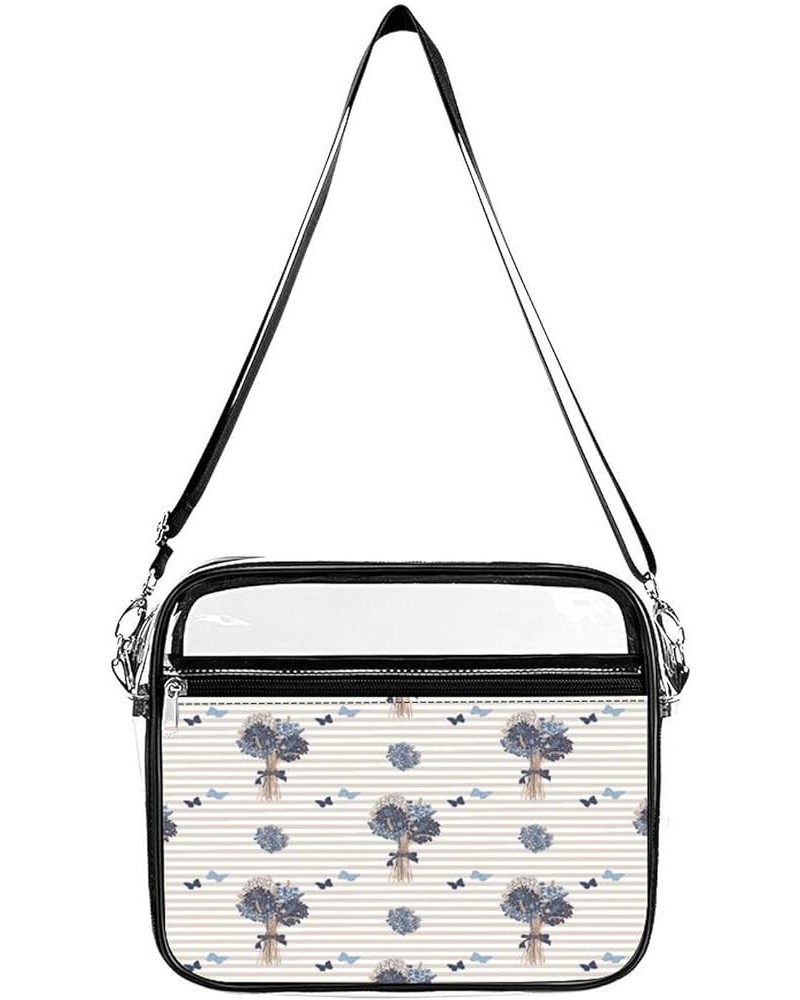 Carnation-black-white-pattern Clear Crossbody Shoulder Purse Bag for Men Women, Stadium Clear Messenger Bag Style-1 $14.24 Cr...