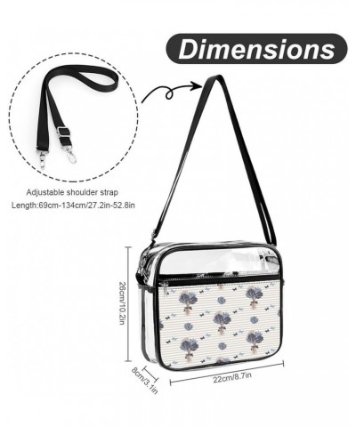 Carnation-black-white-pattern Clear Crossbody Shoulder Purse Bag for Men Women, Stadium Clear Messenger Bag Style-1 $14.24 Cr...