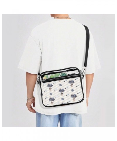 Carnation-black-white-pattern Clear Crossbody Shoulder Purse Bag for Men Women, Stadium Clear Messenger Bag Style-1 $14.24 Cr...