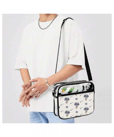 Carnation-black-white-pattern Clear Crossbody Shoulder Purse Bag for Men Women, Stadium Clear Messenger Bag Style-1 $14.24 Cr...