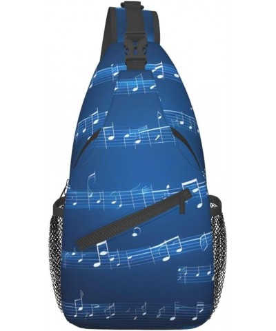 Blue Odonata Pattern Crossbody Bag Chest Shoulder Bag Small Casual Backpack Suitable For Women Men Hiking Blue Musical Notes ...