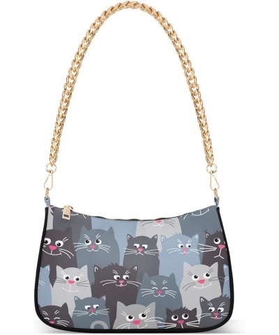 Cat Shoulder Purses for Women,Cat Shoulder Bag Purse Womens Crescent Crossbody Bag Cat 8 $18.58 Shoulder Bags