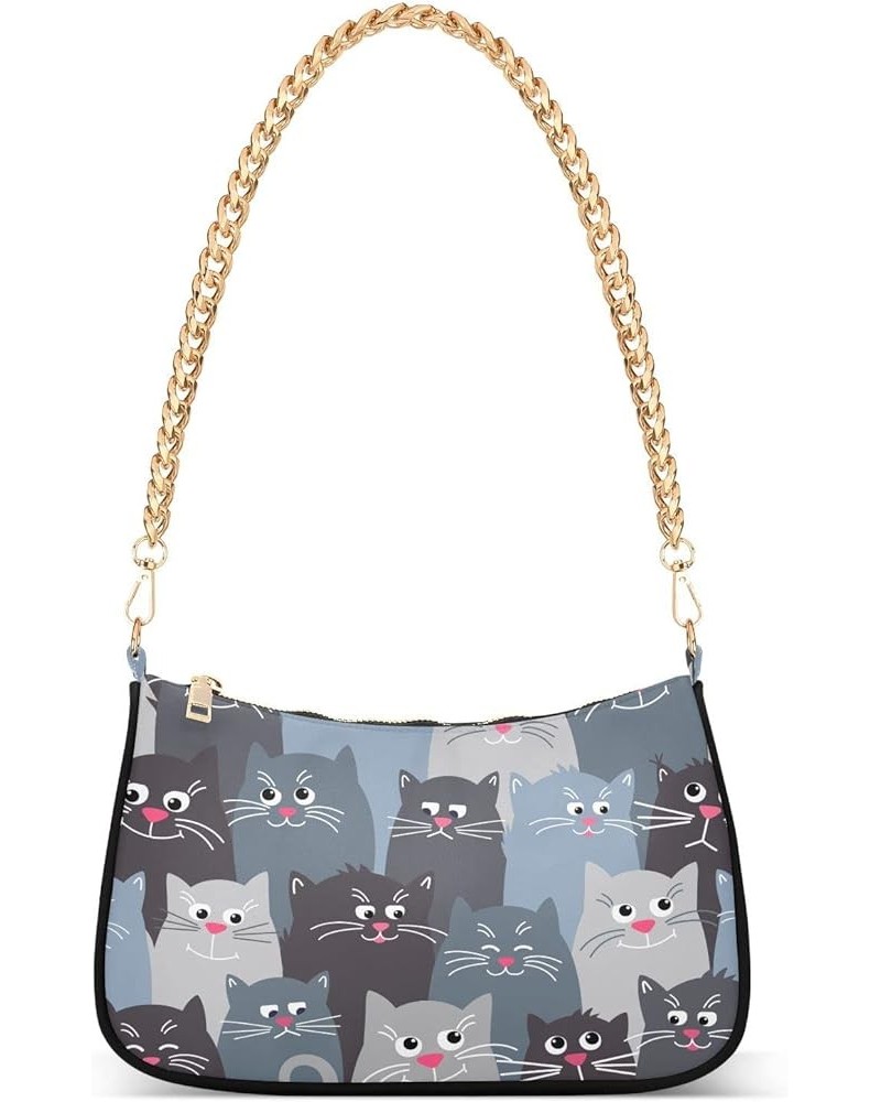 Cat Shoulder Purses for Women,Cat Shoulder Bag Purse Womens Crescent Crossbody Bag Cat 8 $18.58 Shoulder Bags