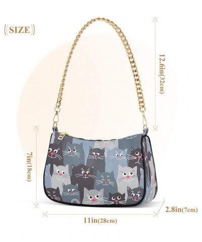 Cat Shoulder Purses for Women,Cat Shoulder Bag Purse Womens Crescent Crossbody Bag Cat 8 $18.58 Shoulder Bags