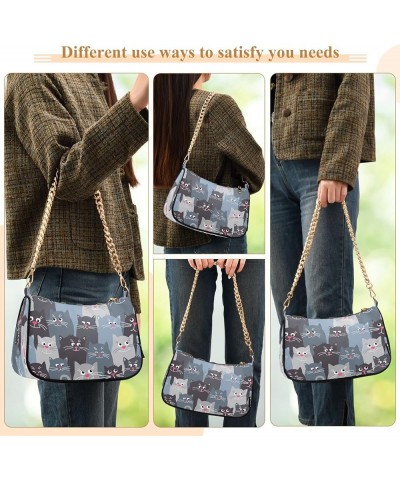 Cat Shoulder Purses for Women,Cat Shoulder Bag Purse Womens Crescent Crossbody Bag Cat 8 $18.58 Shoulder Bags