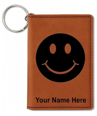 ID Holder Wallet, Happy Face, Personalized Engraving Included (Light Brown) Dark Brown $14.55 Wallets