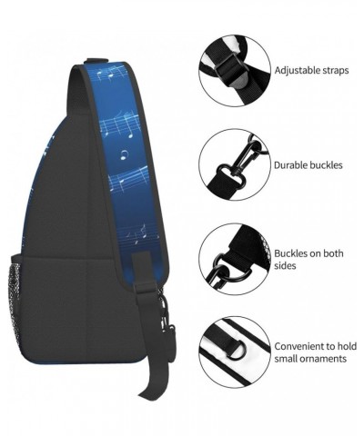 Blue Odonata Pattern Crossbody Bag Chest Shoulder Bag Small Casual Backpack Suitable For Women Men Hiking Blue Musical Notes ...