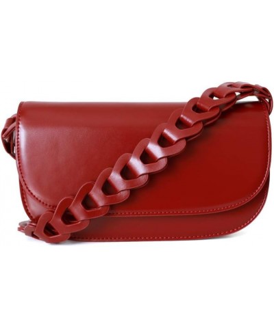 Women's Handbags Cowhide Leather Hollow Weave Shoulder Bag Trendy Underarm Bags Red $36.21 Shoulder Bags