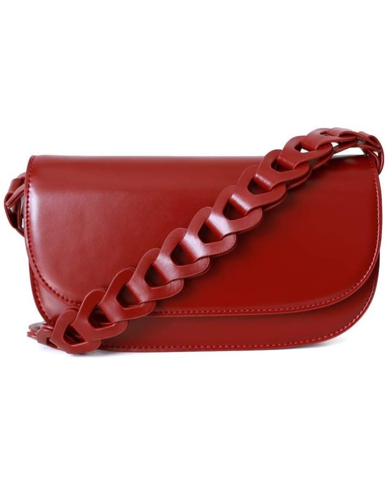 Women's Handbags Cowhide Leather Hollow Weave Shoulder Bag Trendy Underarm Bags Red $36.21 Shoulder Bags