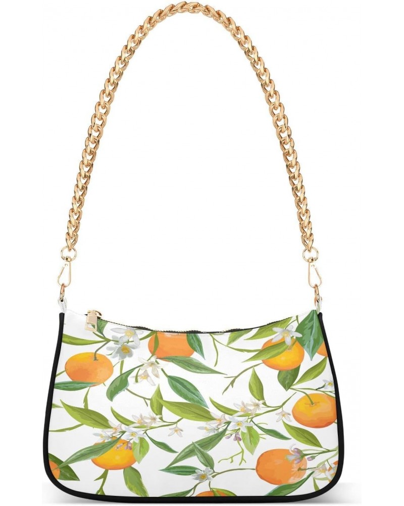 Floral Lemon Fruit Small Chain Shoulder Bag for Women Travel Hobo Tote Handbag Clutch Purse with Zipper $15.29 Totes