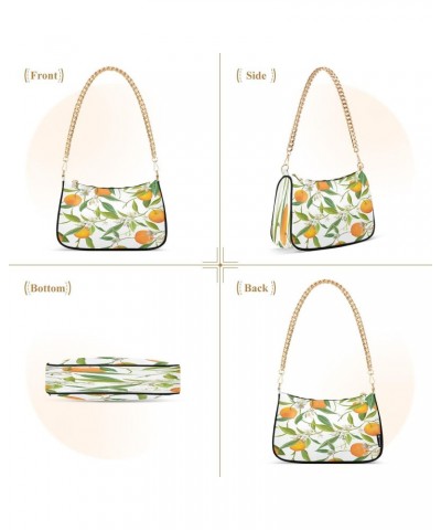 Floral Lemon Fruit Small Chain Shoulder Bag for Women Travel Hobo Tote Handbag Clutch Purse with Zipper $15.29 Totes