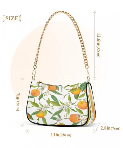 Floral Lemon Fruit Small Chain Shoulder Bag for Women Travel Hobo Tote Handbag Clutch Purse with Zipper $15.29 Totes