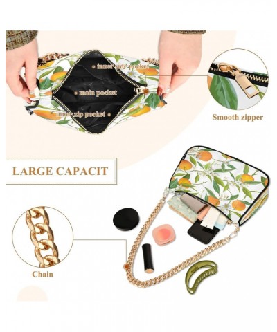 Floral Lemon Fruit Small Chain Shoulder Bag for Women Travel Hobo Tote Handbag Clutch Purse with Zipper $15.29 Totes