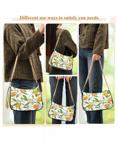 Floral Lemon Fruit Small Chain Shoulder Bag for Women Travel Hobo Tote Handbag Clutch Purse with Zipper $15.29 Totes