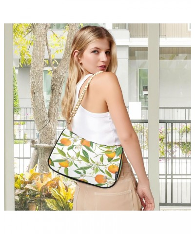 Floral Lemon Fruit Small Chain Shoulder Bag for Women Travel Hobo Tote Handbag Clutch Purse with Zipper $15.29 Totes