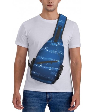 Blue Odonata Pattern Crossbody Bag Chest Shoulder Bag Small Casual Backpack Suitable For Women Men Hiking Blue Musical Notes ...