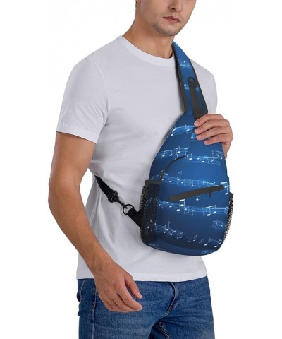 Blue Odonata Pattern Crossbody Bag Chest Shoulder Bag Small Casual Backpack Suitable For Women Men Hiking Blue Musical Notes ...