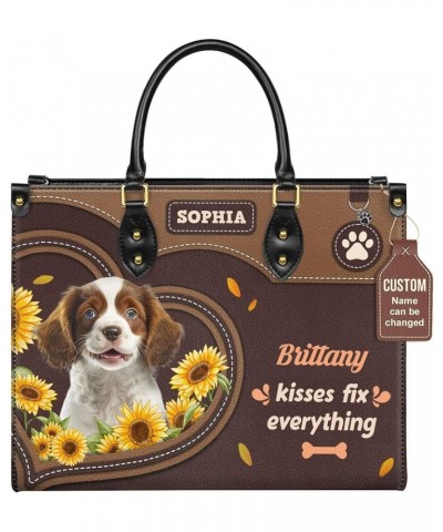 Personalized Brittany Dog Handbags, Custom Name Dog Leather Bags, Purses, Shoulder Bag, Gift For Dog Mom Dog Lover Style 11 $...