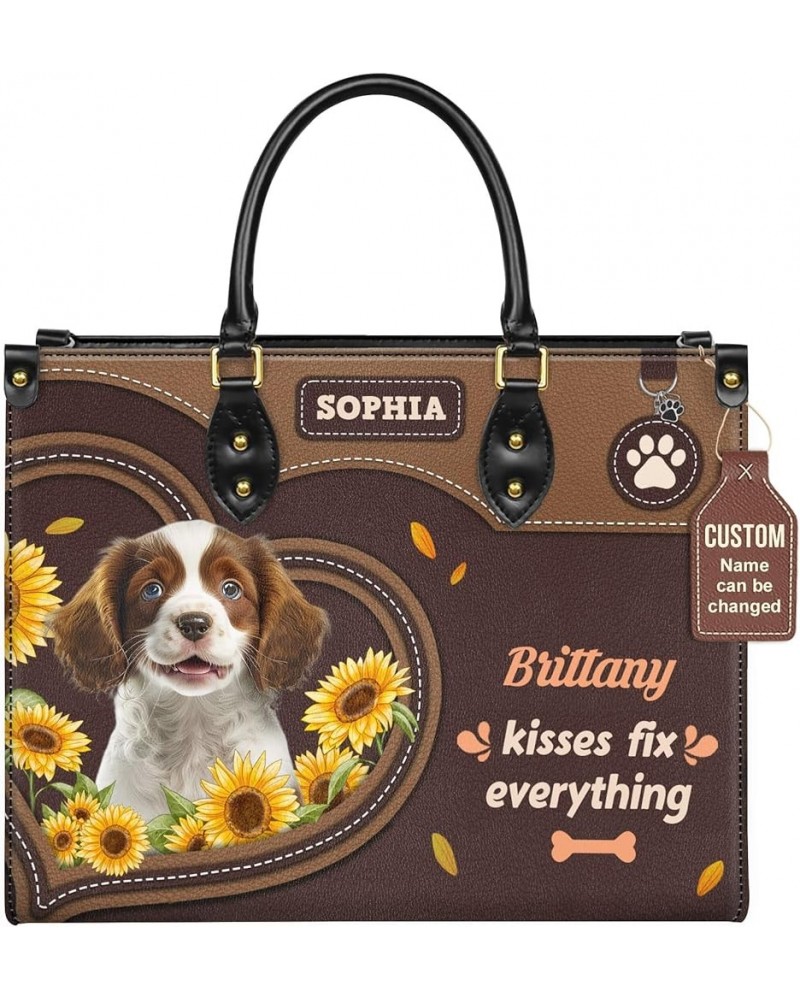 Personalized Brittany Dog Handbags, Custom Name Dog Leather Bags, Purses, Shoulder Bag, Gift For Dog Mom Dog Lover Style 11 $...