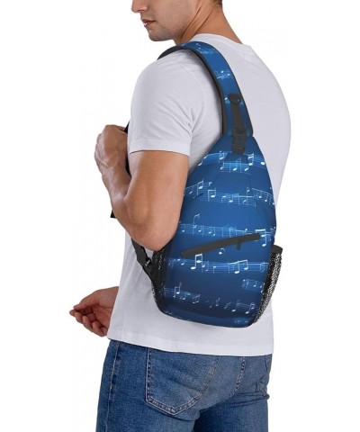 Blue Odonata Pattern Crossbody Bag Chest Shoulder Bag Small Casual Backpack Suitable For Women Men Hiking Blue Musical Notes ...