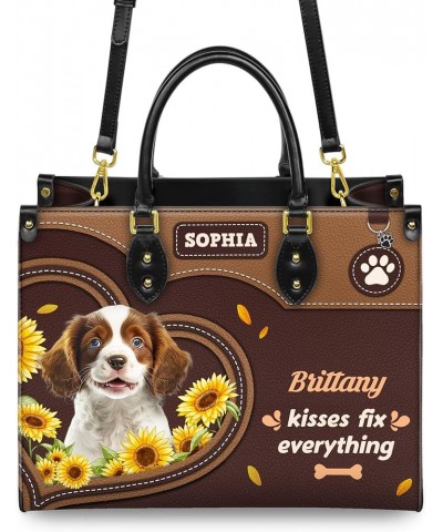 Personalized Brittany Dog Handbags, Custom Name Dog Leather Bags, Purses, Shoulder Bag, Gift For Dog Mom Dog Lover Style 11 $...