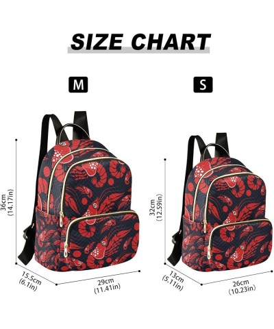 Ocean Women Backpack Lobster Red Black Anti-Theft Travel Backpack with Luggage Belt Lightweight Handbag Lady Purse Roomy Doub...