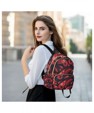 Ocean Women Backpack Lobster Red Black Anti-Theft Travel Backpack with Luggage Belt Lightweight Handbag Lady Purse Roomy Doub...