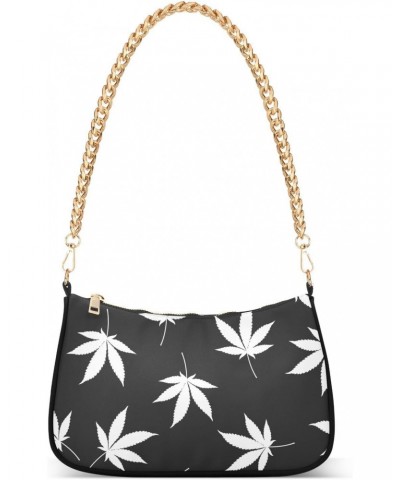 Shoulder Bag Marijuana Leaves Black White Women Clutch Handbag Shoulder Purch Date Chain Bag Tote Bag Spring Holiday Birthday...