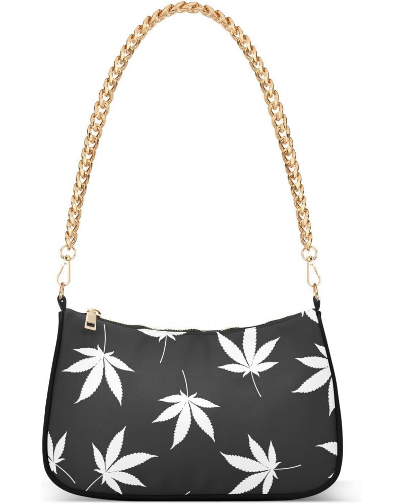 Shoulder Bag Marijuana Leaves Black White Women Clutch Handbag Shoulder Purch Date Chain Bag Tote Bag Spring Holiday Birthday...