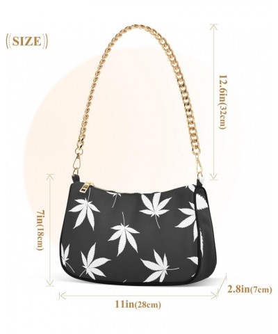 Shoulder Bag Marijuana Leaves Black White Women Clutch Handbag Shoulder Purch Date Chain Bag Tote Bag Spring Holiday Birthday...