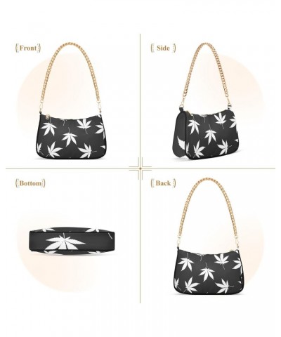 Shoulder Bag Marijuana Leaves Black White Women Clutch Handbag Shoulder Purch Date Chain Bag Tote Bag Spring Holiday Birthday...