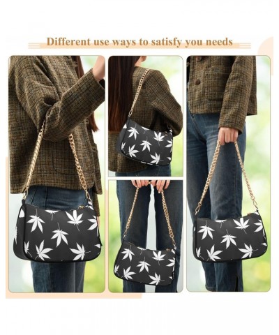 Shoulder Bag Marijuana Leaves Black White Women Clutch Handbag Shoulder Purch Date Chain Bag Tote Bag Spring Holiday Birthday...