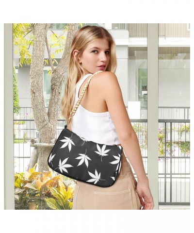 Shoulder Bag Marijuana Leaves Black White Women Clutch Handbag Shoulder Purch Date Chain Bag Tote Bag Spring Holiday Birthday...