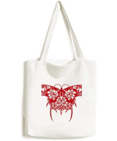 Chinese Kite Butterfly in Red Tote Canvas Bag Shopping Satchel Casual Handbag $16.11 Totes