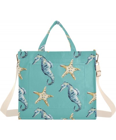 Women's Shoulder Handbag Dinosaur Alphabet Tote Gym Bag Personalized Women Gifts Tote Bag with Pockets Seahorse Starfish Cute...