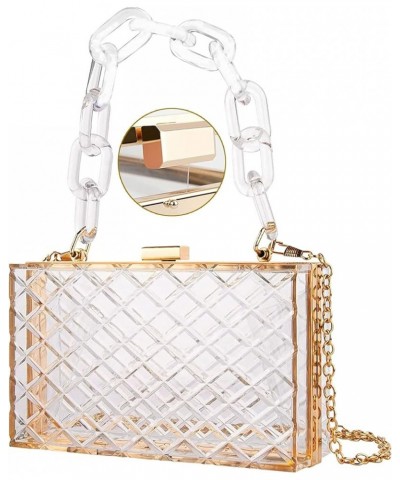 Clear Purse for Women, Acrylic Box Evening Clutch Bag, Mini Jelly Purse Transparent Gold $10.40 Evening Bags