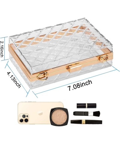 Clear Purse for Women, Acrylic Box Evening Clutch Bag, Mini Jelly Purse Transparent Gold $10.40 Evening Bags