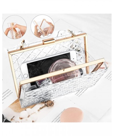 Clear Purse for Women, Acrylic Box Evening Clutch Bag, Mini Jelly Purse Transparent Gold $10.40 Evening Bags