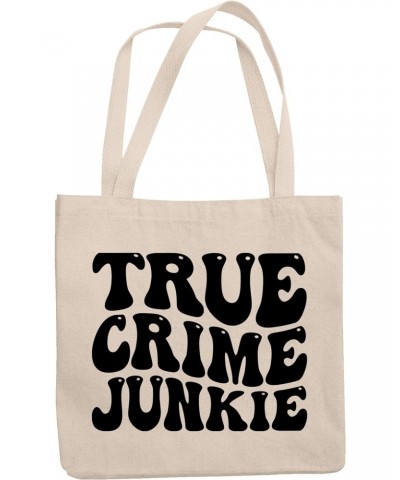 True Crime Junkie, Podcast Listener Themed, Groovy Retro Wavy Text Merch Gift, 12oz Canvas Tote Bag $14.03 Totes