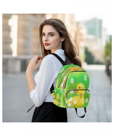 Backpack Purse for Women Cute Yellow Duck, Mini Fashion Backpack Spring Flower Lightweight Casual Daypack Shoulder Bag Travel...