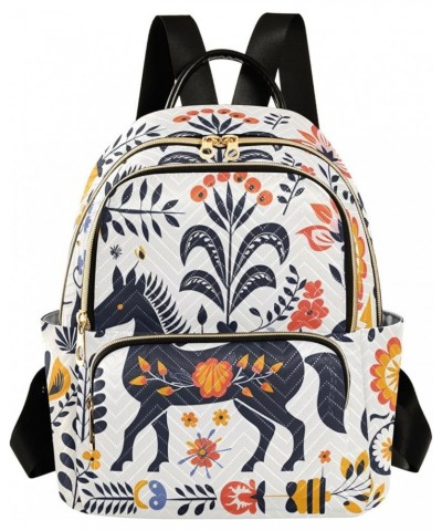 Dark Horse Flowers Fashion Travel Backpack for Women Multi Pockets Lightweight Purse for Women-M Multicolor Medium $17.50 Bac...