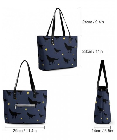 Womens Handbag Wolves Leather Tote Bag Top Handle Satchel Bags For Lady $15.05 Totes