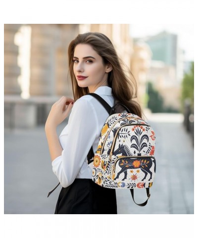 Dark Horse Flowers Fashion Travel Backpack for Women Multi Pockets Lightweight Purse for Women-M Multicolor Medium $17.50 Bac...